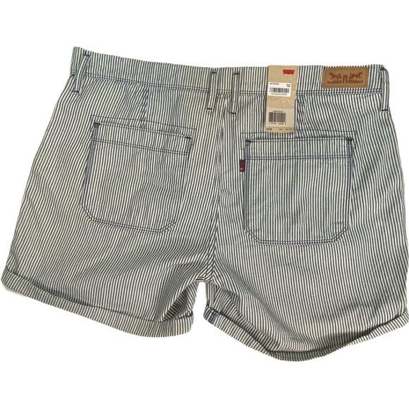 Levi's Womens Striped Cotton Shorts 4 Blue & White Casual Summer Wear Relax Fit - Picture 3 of 11